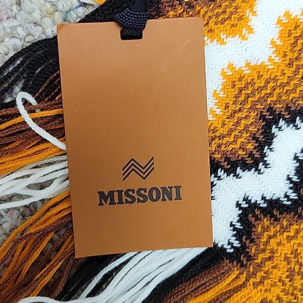 Missoni Orange and Black Zigzag Knit Scarf. New With Tags - Picture 2 of 4